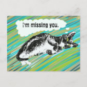 Postale carte chat personnalisable noir et blanc (Devant)