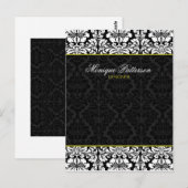 Postale Carte Chic Bow Swanky Sage Black Damask (Devant / Derrière)