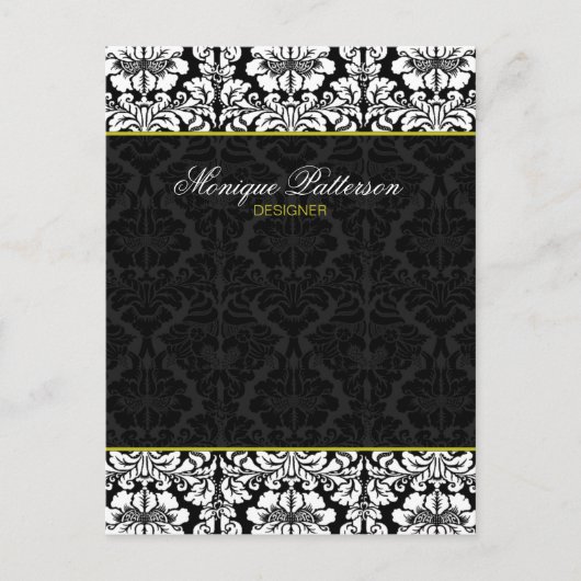 Postale Carte Chic Bow Swanky Sage Black Damask (Devant)