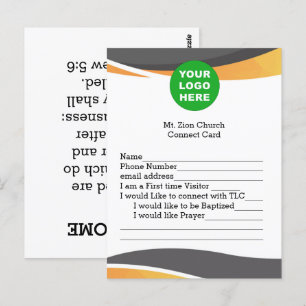 Postale Carte Church Guest Connect avec logo