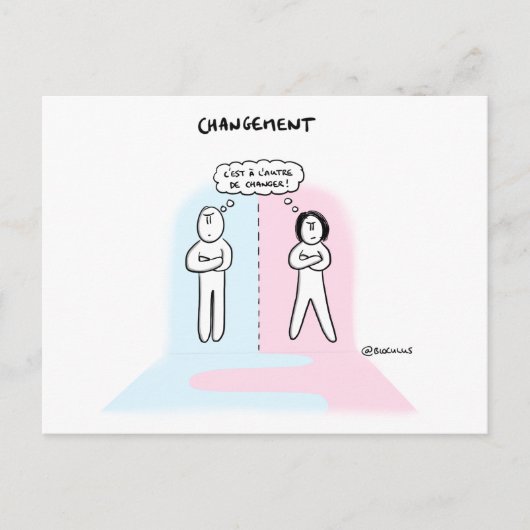 Postale Carte coaching "Changement, qui fera le 1er pas ?" (Devant)