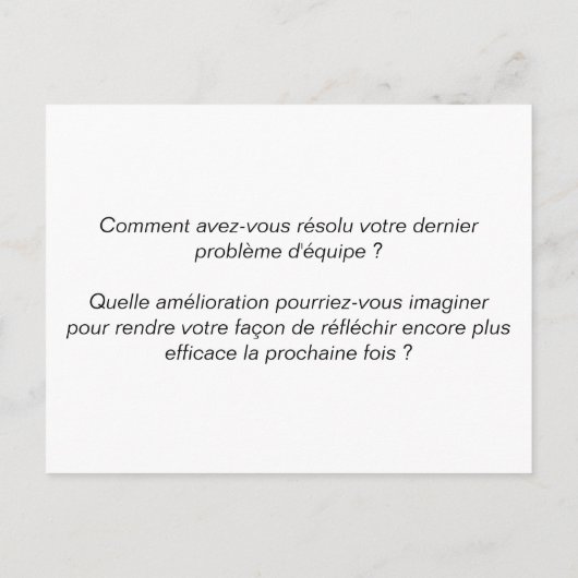 Postale Carte coaching d'équipe "3/6 : Réflexion" (Dos)