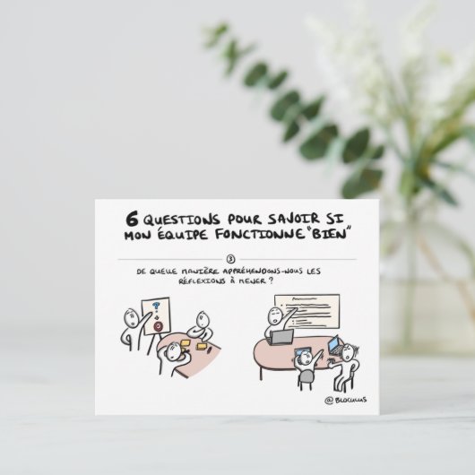 Postale Carte coaching d'équipe "3/6 : Réflexion" (Debout devant)