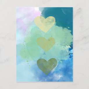 Postale Carte Coeurs aquarelle