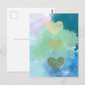 Postale Carte Coeurs aquarelle (Devant / Derrière)