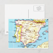 Postale Carte colorée de l'Espagne Design (Devant / Derrière)