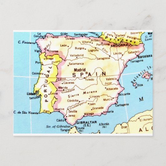 Postale Carte colorée de l'Espagne Design (Devant)