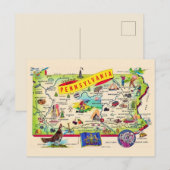 Postale Carte colorée de Pennsylvanie (Devant / Derrière)