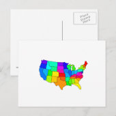 Postale Carte colorée des États-Unis d'Amérique (Devant / Derrière)