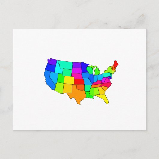 Postale Carte colorée des États-Unis d'Amérique (Devant)
