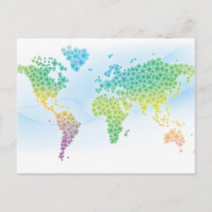 Postale Carte colorée du monde du trèfle
