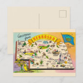 Postale Carte colorée du Nebraska (Devant / Derrière)
