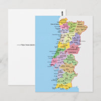 Carte colorée du Portugal