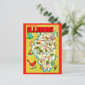 Postale Carte colorée illustrée de l'Illinois (Debout devant)