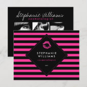 Postale Carte comp artisanale de maquillage à lèvres roses (Devant / Derrière)