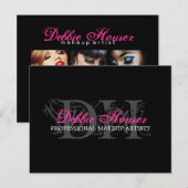 Postale Carte comp de maquillage rose et noir chaud (Devant / Derrière)