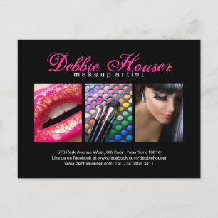 Postale Carte comp de maquillage rose et noir chaud