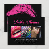 Postale Carte comp de maquillage rose et noir chaud (Devant / Derrière)