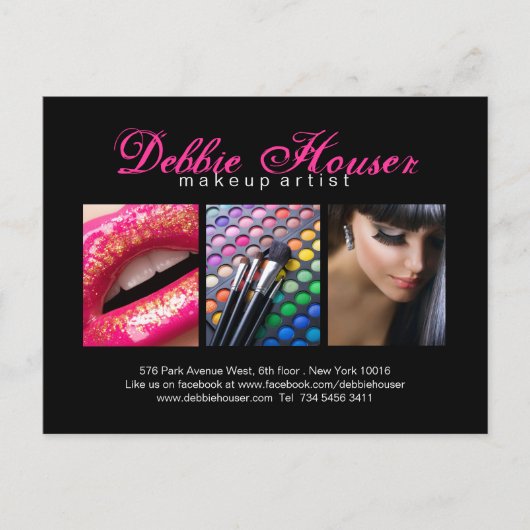 Postale Carte comp de maquillage rose et noir chaud (Devant)