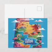 Postale Carte conceptuelle vibrante de l'Utah (Devant / Derrière)