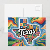 Postale Carte conceptuelle vibrante du Texas (Devant / Derrière)