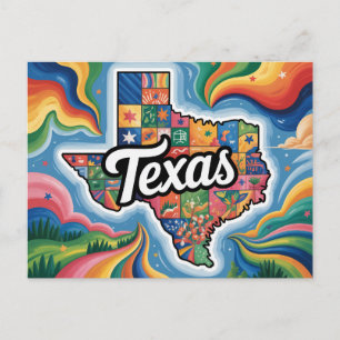 Postale Carte conceptuelle vibrante du Texas