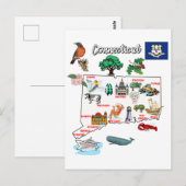 Postale Carte Connecticut avec destinations touristiques (Devant / Derrière)