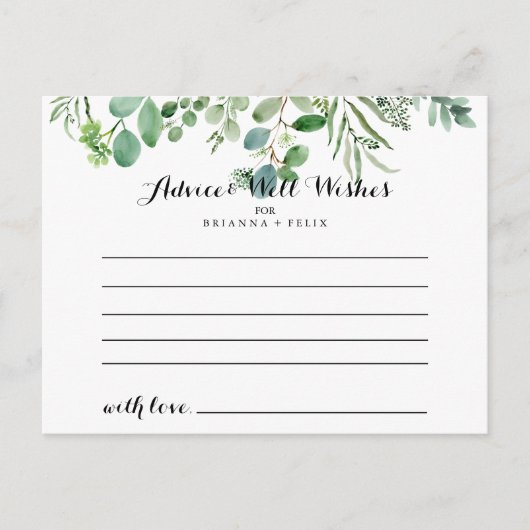 Postale Carte conseil Mariage Green Eucalyptus Folift (Devant)
