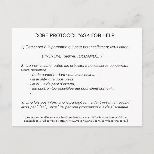 Postale Carte Core Protocol : Ask For Help (Dos)