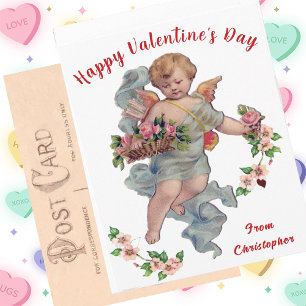 Postale Carte Cupid de la Saint-Valentin vintage Floral Ch