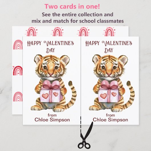 Postale Carte Cute Tiger Cub Kid's Valentine