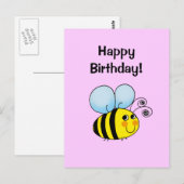 Postale Carte d'abeille d'anniversaire mignonne - Style à  (Devant / Derrière)