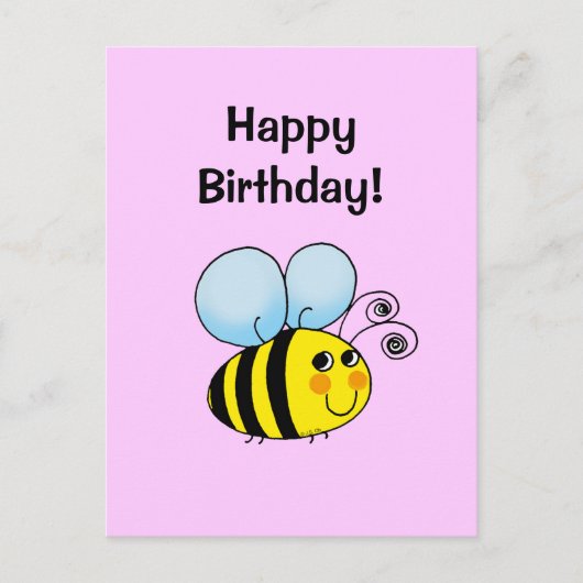 Postale Carte d'abeille d'anniversaire mignonne - Style à  (Devant)