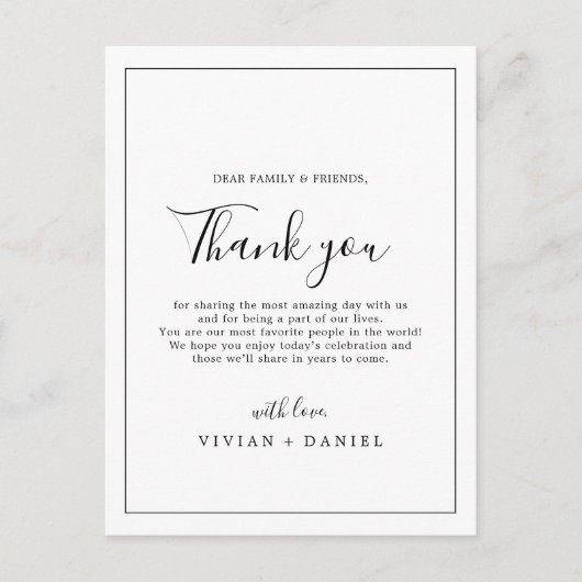 Postale Carte d'accueil minimaliste en Merci (Devant)