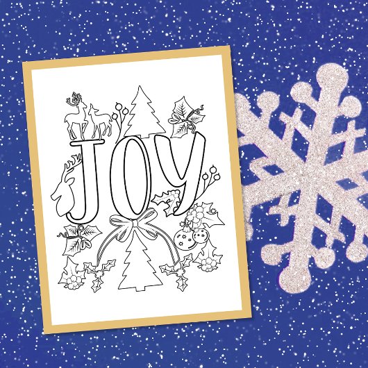Postale Carte d'activité Joy Christmas Coloring Page