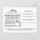 Postale Carte d'activité pour enfants Info d'urgence Mémoi (Devant)