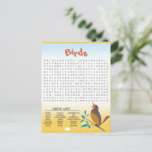 Postale Carte d'activité Recherche de mot d'oiseaux (Debout devant)