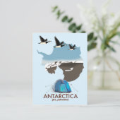 Postale Carte d'affiche de voyage d'aventure Antarctique. (Debout devant)