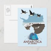 Postale Carte d'affiche de voyage d'aventure Antarctique. (Devant / Derrière)