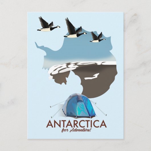 Postale Carte d'affiche de voyage d'aventure Antarctique. (Devant)