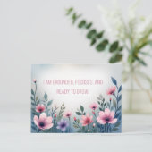 Postale Carte d'affirmation florale rose vibrant pour l'ép (Debout devant)