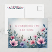 Postale Carte d'affirmation florale rose vibrant pour l'ép (Devant / Derrière)