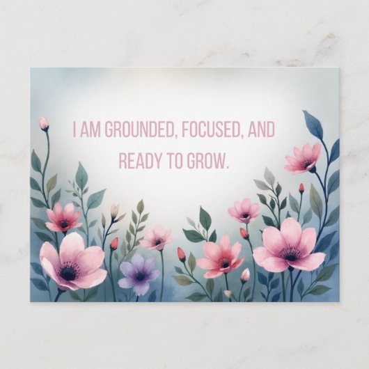 Postale Carte d'affirmation florale rose vibrant pour l'ép (Devant)