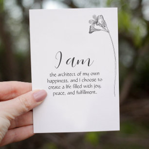 Postale Carte d'Affirmation Personnalisable Floral Minimal