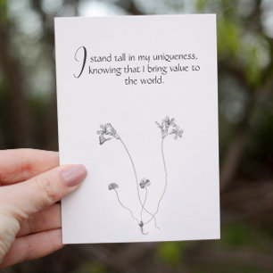 Postale Carte d'Affirmation Personnalisable Floral Minimal