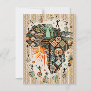 Postale Carte d'Afrique Éléments Tribaux Décoratifs Motif