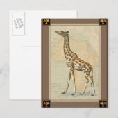 Postale Carte d'Afrique et une girafe (Devant / Derrière)
