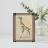 Postale Carte d'Afrique et une girafe (Debout devant)