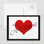 Postale Carte d'aime Je t´ (Devant / Derrière)
