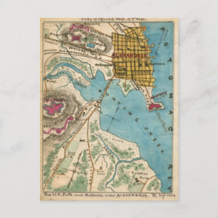 Postale Carte d'Alexandria VA et des villes voisines